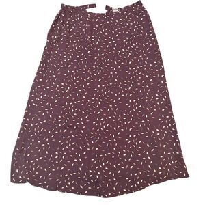 Talbots Petites Floral A-Line Midi Skirt Purple Size 10 Silk